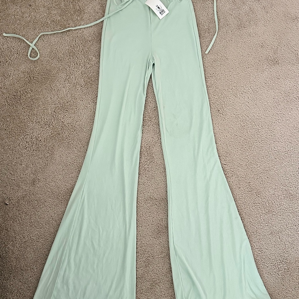 Mint Green Ribbed Top with Knot Details
